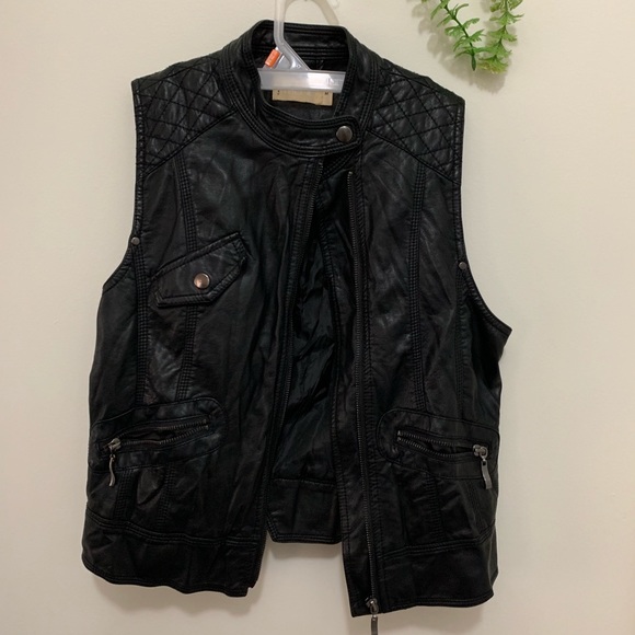 Trend Vintage Faux leather Chic Stylish Motto Vest Waistcoat Jacket Size Meduim - Picture 4 of 8
